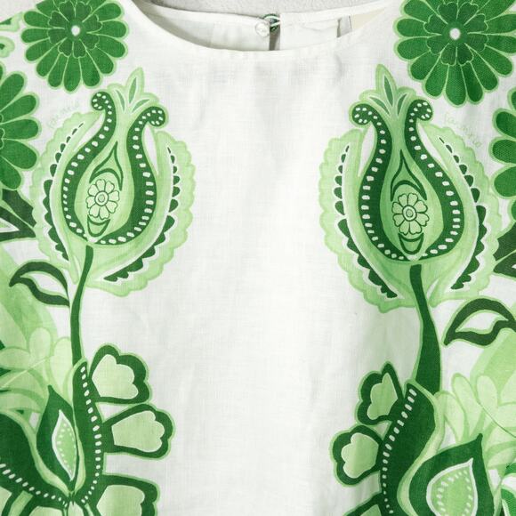 FARM Rio Cropped Top Botanical Print Green White Size L Resortcore - Picture 3 of 8